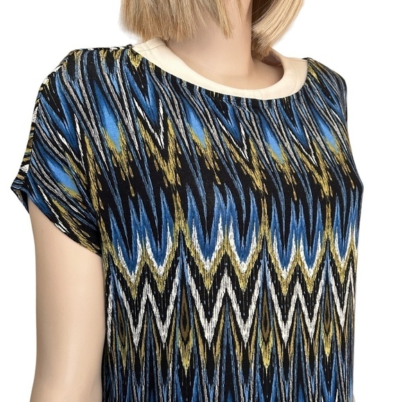 J. Jill Rayon Top Tank Tunic Wrap Batwing Sleeve Poncho Design Shirt Aztec Print - Picture 3 of 12